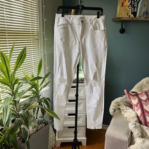 Refuge Ripped / Distressed Skinny Leg White Jeans